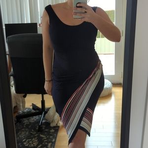 Bailey 44 Navy blue dress stripes small
